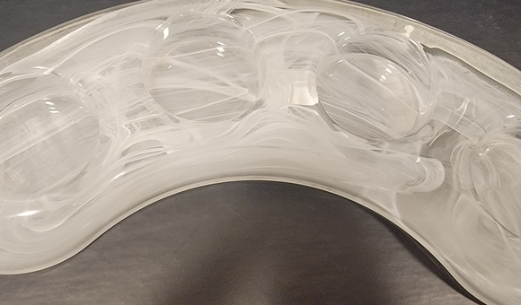 Rare PARTYLITE GLASS 4 CANDLE HOLDER. Heavy. Subtle Wht Swirl Pattern. - Picture 3 of 8